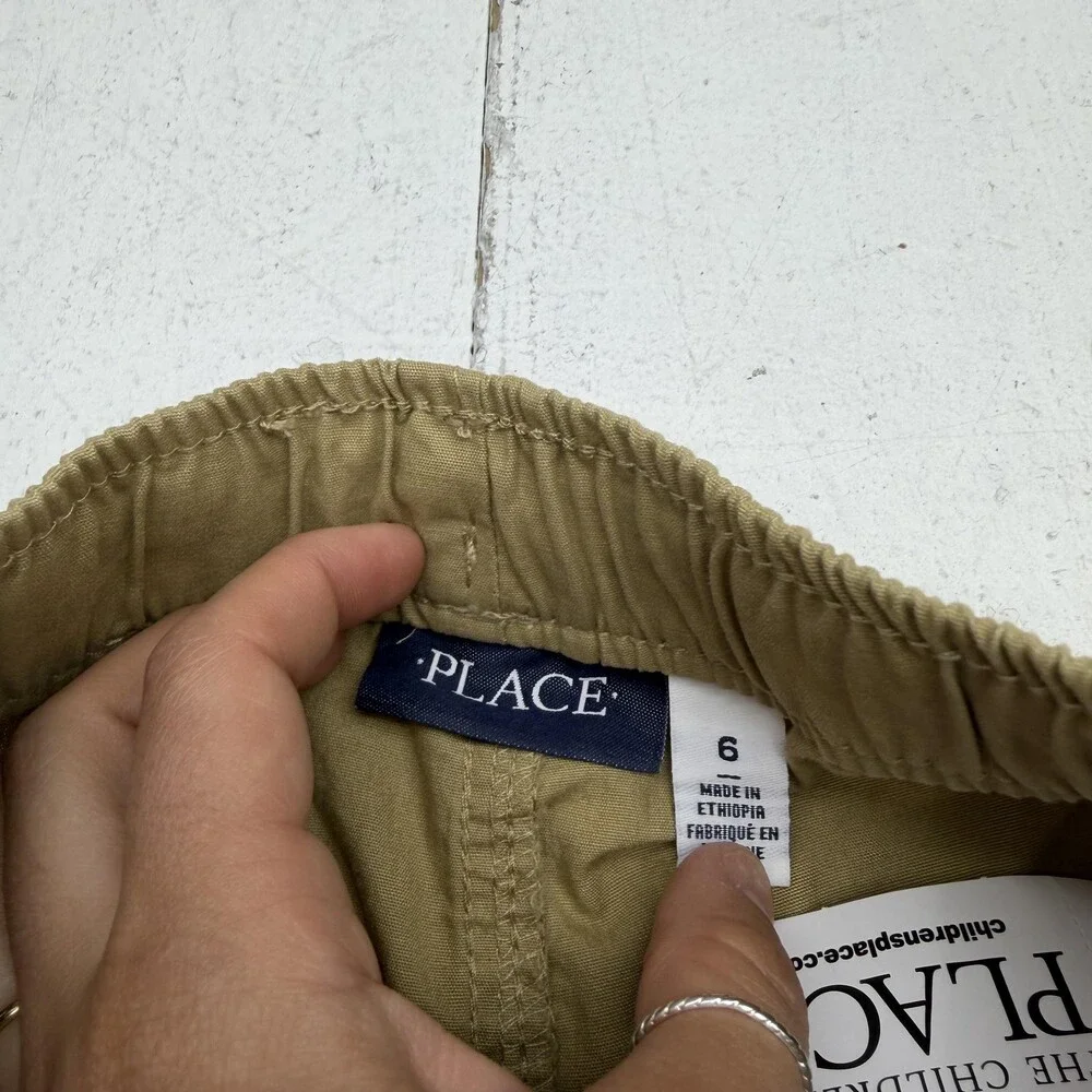PLACE Shorts Boys 6 Beige Chino Twill Elastic Waist Drawstring Pockets 3 Pack